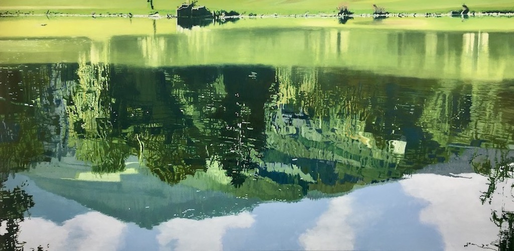 31_Wald_gespiegelt_im_Giessensee_Oel_90x180cm