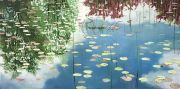 032_Spiegelung_mit_Seerosenbltter_Oel_100x200cm_verkauft