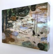 021_Teich_1_Collage_Uebermalung_Wachs_auf_Holz_40x28x65cm